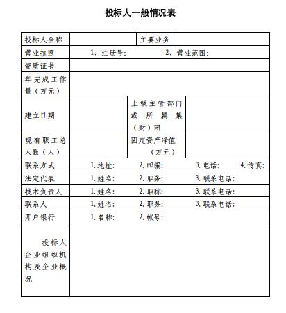 投标人基本情况表_投标人基本情况表样例范本