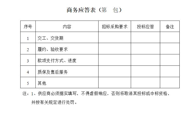 商务要求点对点应答表怎么填写？